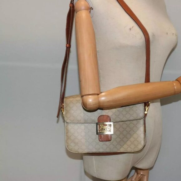 CELINE Macadam Canvas Shoulder Bag Beige Auth - Picture 3 of 16